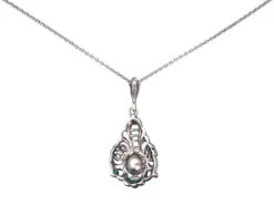 Art Deco Silver, Marcasite & Coral Pendant On A Silver Chain -Antique Jewellery Company DSC05687