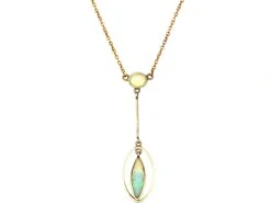 Edwardian 15ct Gold Necklace Set With Two Opals -Antique Jewellery Company DSC05705 scaled 1