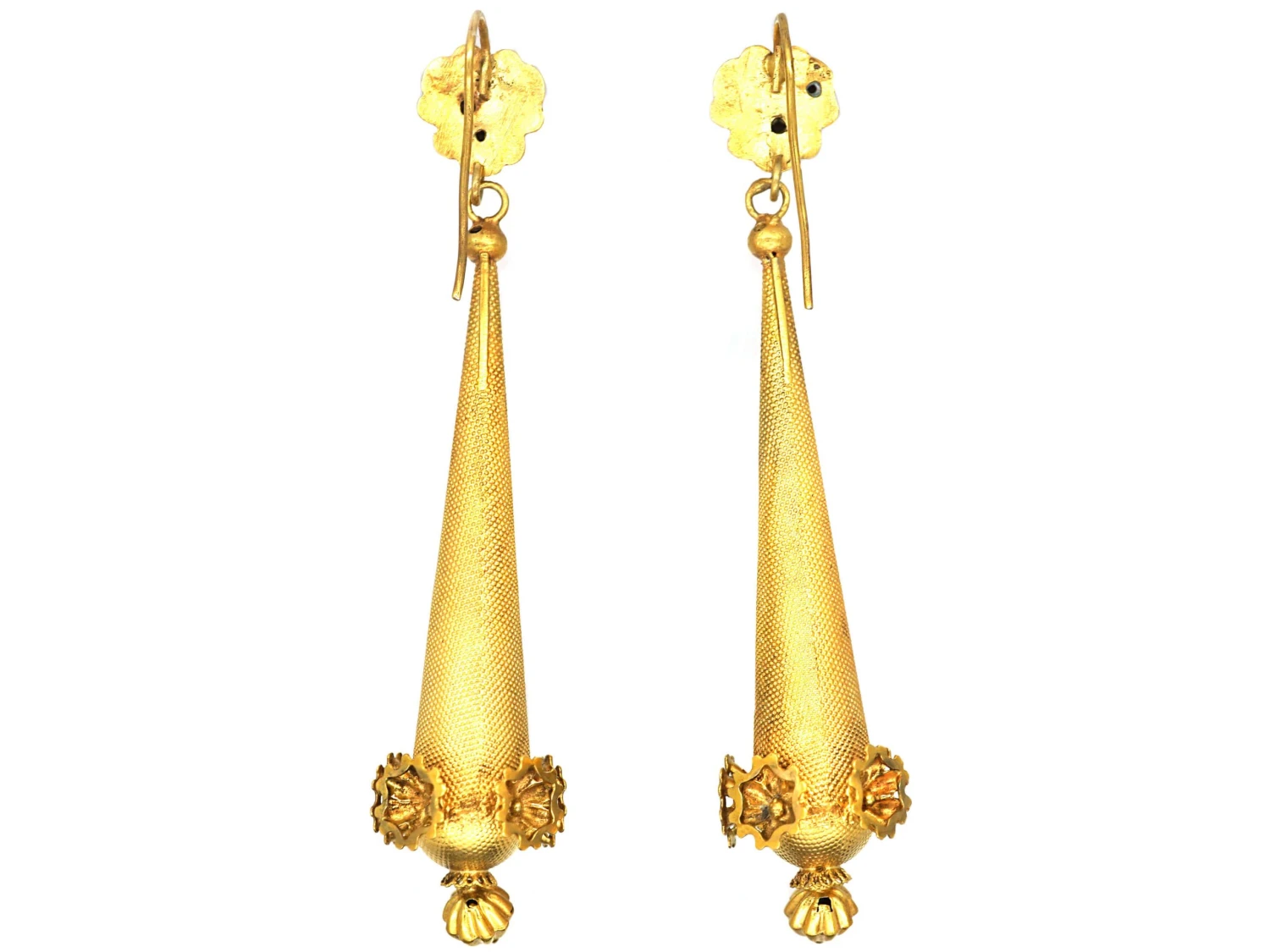 Georgian 15ct Gold Long Drop Earrings 4 Georgian 15ct Gold Long Drop Earrings - Image 2