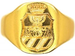 Early 20th Century 22ct Gold Signet Ring With Crest & Coronet Intaglio