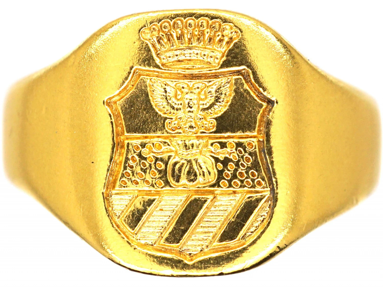 Early 20th Century 22ct Gold Signet Ring With Crest & Coronet Intaglio 3 Early 20th Century 22ct Gold Signet Ring With Crest & Coronet Intaglio