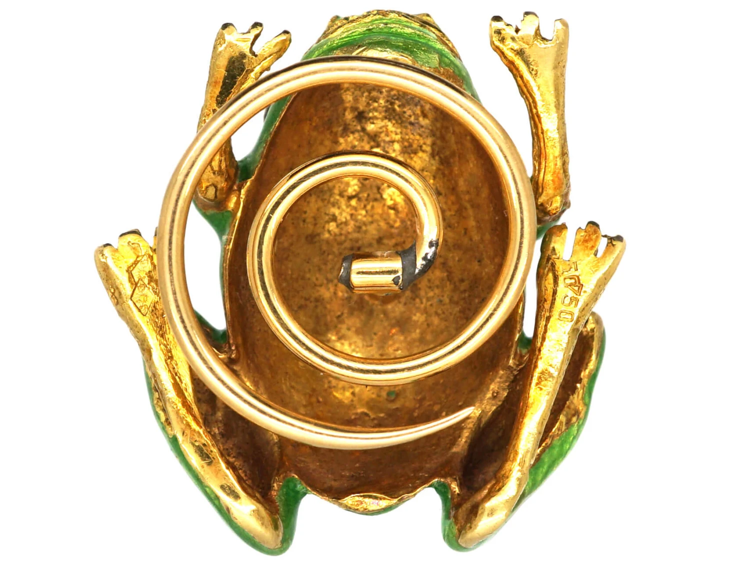 French 18ct Gold, Green Enamel Frog Brooch With Diamond Eyes By Gilberto Scardigli 4 French 18ct Gold, Green Enamel Frog Brooch With Diamond Eyes By Gilberto Scardigli - Image 2