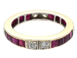 Art Deco 18ct White Gold , Diamond & Ruby Eternity Ring -Antique Jewellery Company DSC05756 1