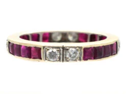 Art Deco 18ct White Gold , Diamond & Ruby Eternity Ring -Antique Jewellery Company DSC05757