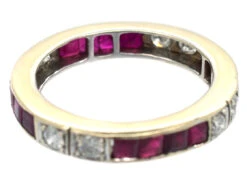 Art Deco 18ct White Gold , Diamond & Ruby Eternity Ring -Antique Jewellery Company DSC05759