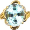 1950’s 18ct Gold Ring Set With An Aquamarine & Small Diamonds 1 1950’s 18ct Gold Ring Set With An Aquamarine & Small Diamonds -Antique Jewellery Company DSC05776