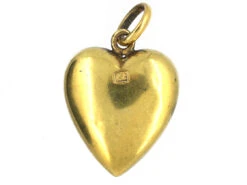 Edwardian 15ct Gold & Enamel Forget Me Not Heart Pendant -Antique Jewellery Company DSC05777