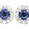 Early 20th Century 18ct White Gold, Sapphire & Diamond Cluster Earrings -Antique Jewellery Company DSC05815 scaled 1