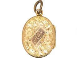 Victorian 9ct Back & Front Oval Locket With Engraved Detail -Antique Jewellery Company DSC05819