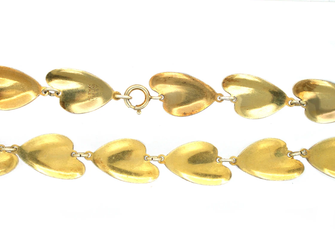 Silver & Green Enamel Lily Pad Necklace By Finn Jensen 4 Silver & Green Enamel Lily Pad Necklace By Finn Jensen - Image 2