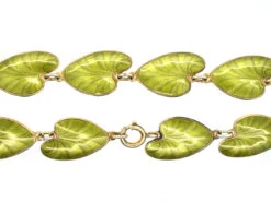 Silver & Green Enamel Lily Pad Necklace By Finn Jensen 8 Silver & Green Enamel Lily Pad Necklace By Finn Jensen -Antique Jewellery Company DSC05826
