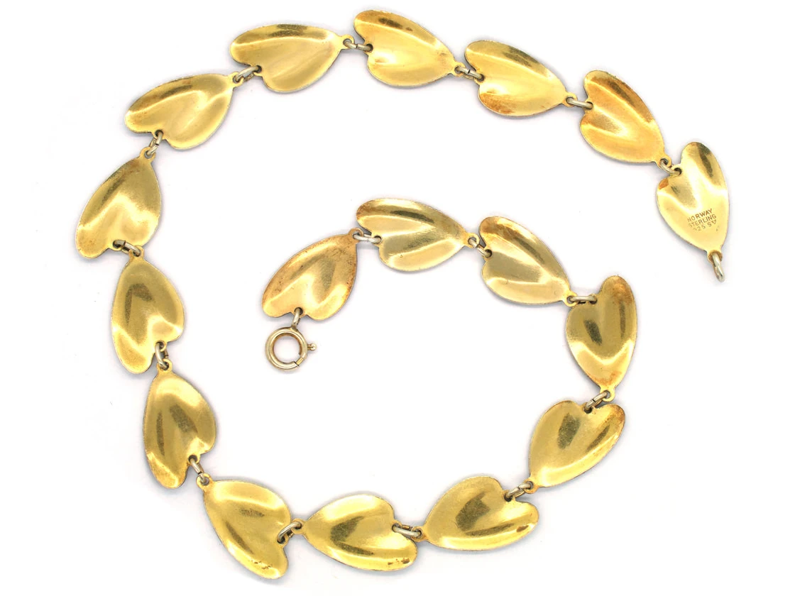 Silver & Green Enamel Lily Pad Necklace By Finn Jensen 6 Silver & Green Enamel Lily Pad Necklace By Finn Jensen - Image 4