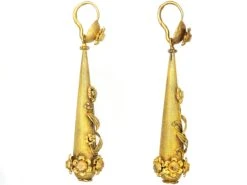 Georgian 15ct Gold Drop Earrings With Flower Motifs 5 Georgian 15ct Gold Drop Earrings With Flower Motifs -Antique Jewellery Company DSC05831 copy scaled 1
