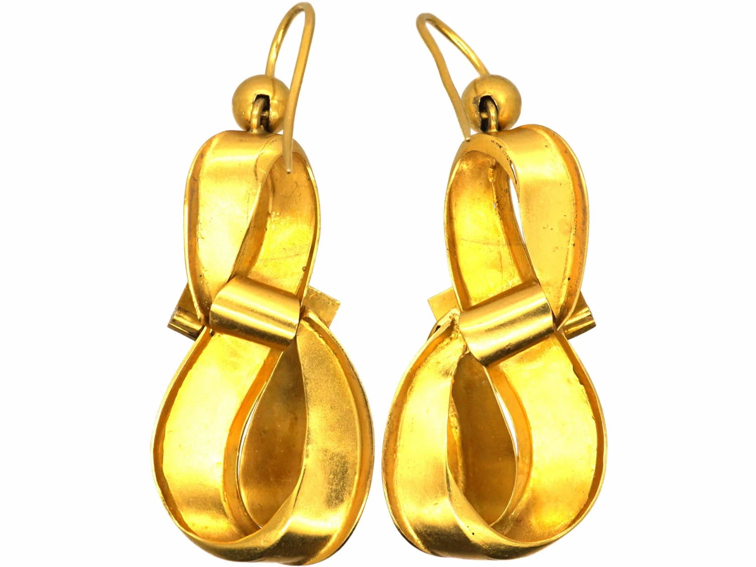 Victorian 15ct Gold Coil Drop Earrings With Turquoise Buckle Motifs 4 Victorian 15ct Gold Coil Drop Earrings With Turquoise Buckle Motifs - Image 2