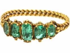 Regency 15ct Gold, Five Stone Emerald Ring -Antique Jewellery Company DSC05854 scaled 1