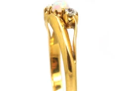 Victorian 18ct Gold Crossover Ring Set With An Opal & Two Diamonds -Antique Jewellery Company DSC05854.JPG 12 41 07 406
