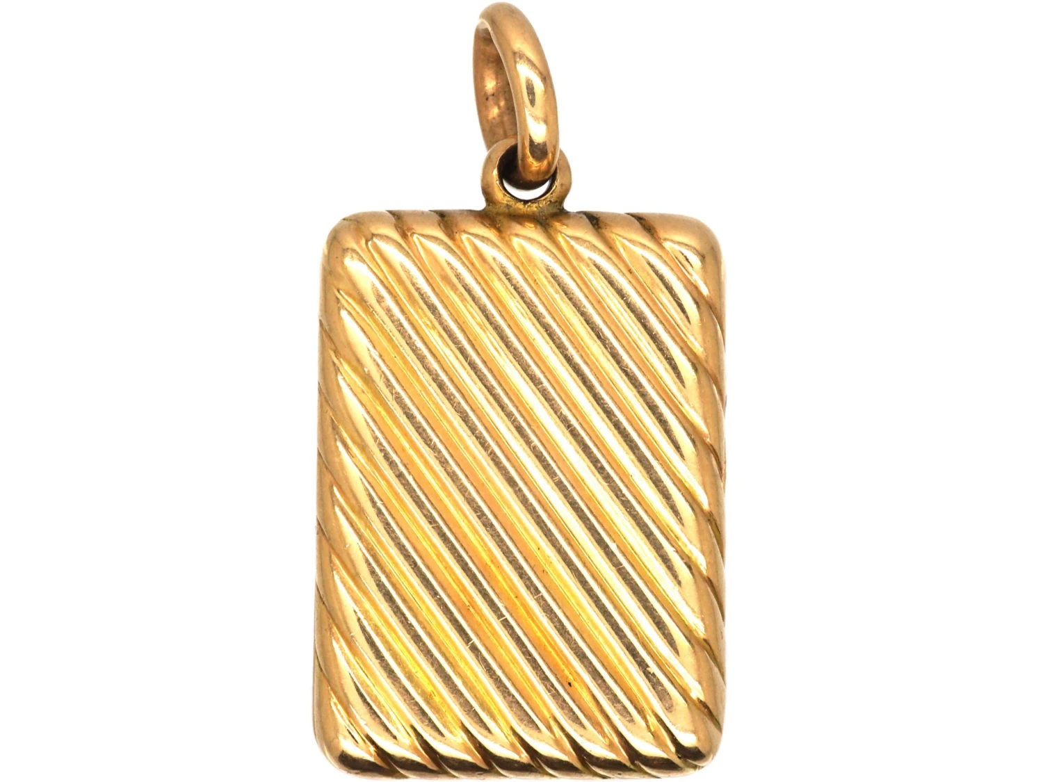 Edwardian 15ct Gold Rectangular Locket With Ridged Detail 3 Edwardian 15ct Gold Rectangular Locket With Ridged Detail