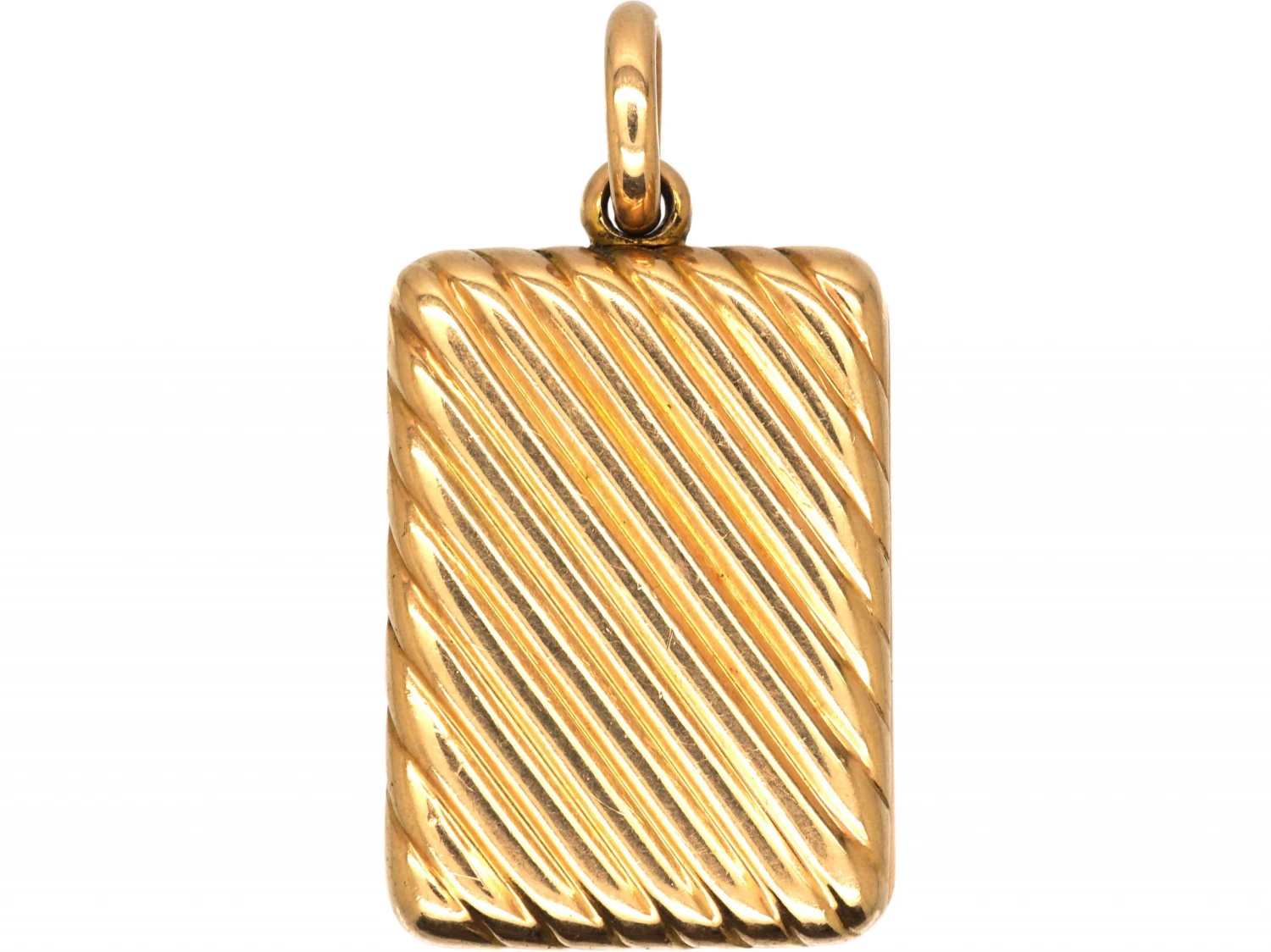 Edwardian 15ct Gold Rectangular Locket With Ridged Detail 6 Edwardian 15ct Gold Rectangular Locket With Ridged Detail - Image 4