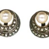 Art Deco Silver, Marcasite & Pearl Clip On Earrings