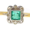 Art Deco 18ct Gold, Platinum, Emerald & Diamond Square Ring 1 Art Deco 18ct Gold, Platinum, Emerald & Diamond Square Ring -Antique Jewellery Company DSC05873