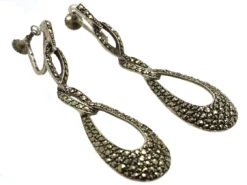 Art Deco Silver & Marcasite Triple Hoop Earrings -Antique Jewellery Company DSC05901
