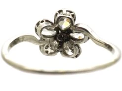 Edwardian Platinum & Pear Shaped Diamond Pansy Cluster Ring -Antique Jewellery Company DSC05920 scaled 1