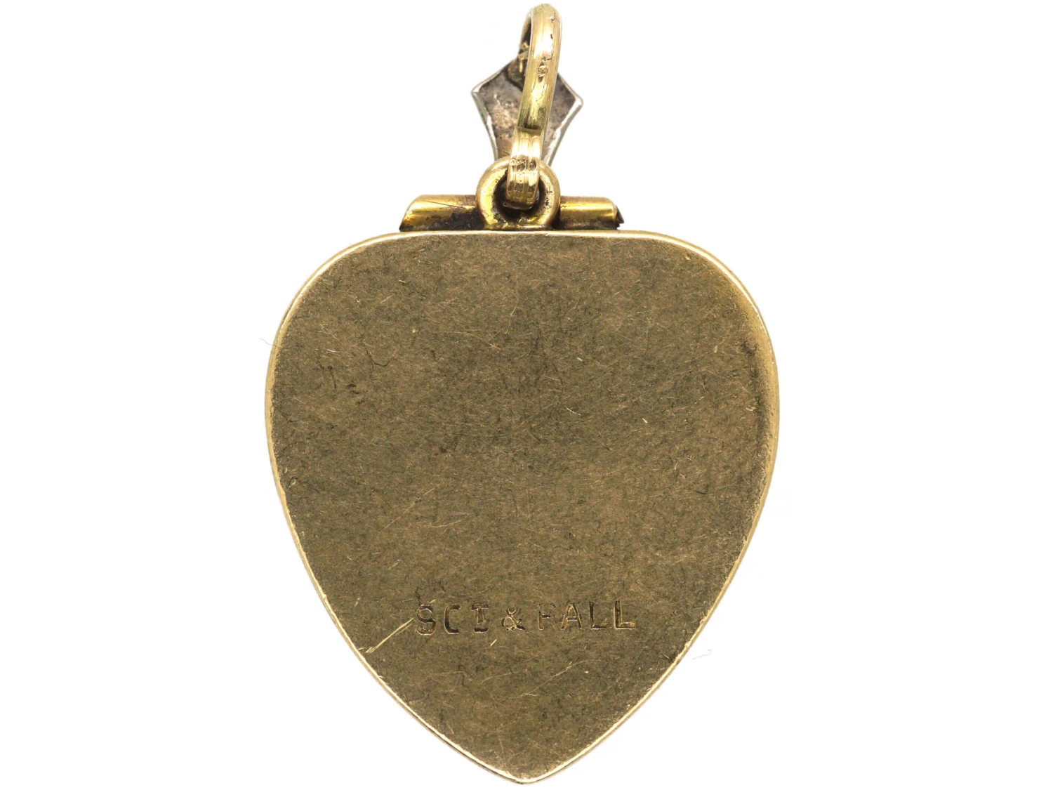 Art Deco 9ct Gold & Palladium Heart Shaped Locket 5 Art Deco 9ct Gold & Palladium Heart Shaped Locket - Image 3