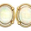 Retro 14ct Gold Earrings Set With Large Opals