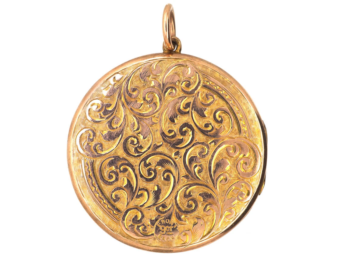 Edwardian 9ct Gold Back & Front Round Locket 7 Edwardian 9ct Gold Back & Front Round Locket - Image 5