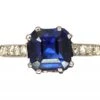 Art Deco Platinum Ring Set With A Square Sapphire With Diamond Set Shoulders 1 Art Deco Platinum Ring Set With A Square Sapphire With Diamond Set Shoulders -Antique Jewellery Company DSC05955 scaled 1