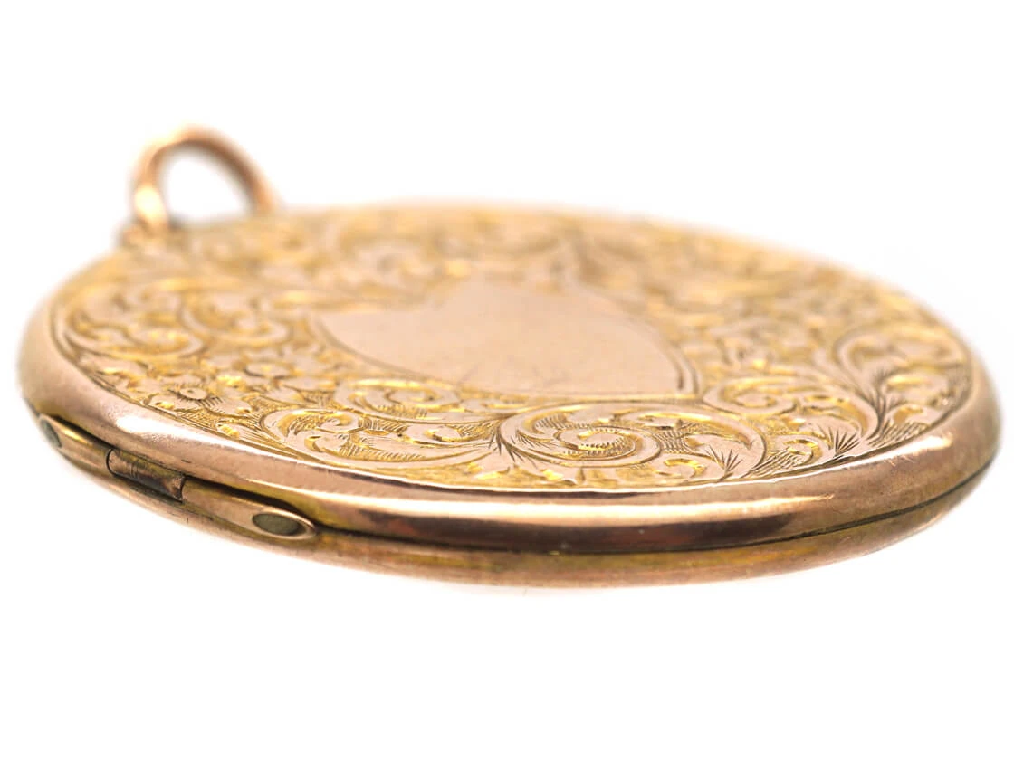 Edwardian 9ct Gold Back & Front Round Locket 6 Edwardian 9ct Gold Back & Front Round Locket - Image 4