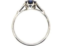 Art Deco Platinum Ring Set With A Square Sapphire With Diamond Set Shoulders -Antique Jewellery Company DSC05958 scaled 1