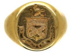 Victorian 18ct Gold Signet Ring With Crest Intaglio