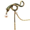 Georgian 18ct Gold & Green Enamel Snake Tie Pin With Natural Pearl Drop -Antique Jewellery Company DSC05993 1
