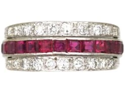 Art Deco 18ct White Gold Flip Over Ring Set With Rubies, Sapphires & Diamonds 10 Art Deco 18ct White Gold Flip Over Ring Set With Rubies, Sapphires & Diamonds -Antique Jewellery Company DSC05993