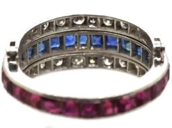 Art Deco 18ct White Gold Flip Over Ring Set With Rubies, Sapphires & Diamonds 12 Art Deco 18ct White Gold Flip Over Ring Set With Rubies, Sapphires & Diamonds -Antique Jewellery Company DSC06018