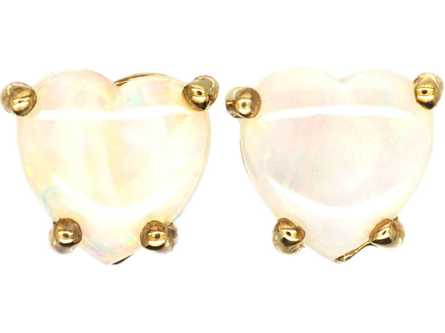 9ct Gold Opal Heart Earrings 3 9ct Gold Opal Heart Earrings