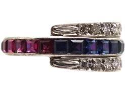 Art Deco 18ct White Gold Flip Over Ring Set With Rubies, Sapphires & Diamonds 13 Art Deco 18ct White Gold Flip Over Ring Set With Rubies, Sapphires & Diamonds -Antique Jewellery Company DSC06020