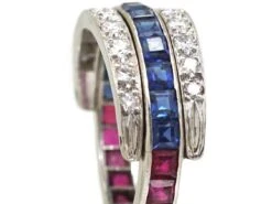 Art Deco 18ct White Gold Flip Over Ring Set With Rubies, Sapphires & Diamonds 14 Art Deco 18ct White Gold Flip Over Ring Set With Rubies, Sapphires & Diamonds -Antique Jewellery Company DSC06037