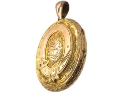 Victorian 9ct Gold Garter Design Oval Locket -Antique Jewellery Company DSC06049