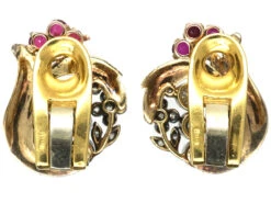 Retro 18ct White & Yellow Gold, Ruby & Diamond Clip On Earrings 8 Retro 18ct White & Yellow Gold, Ruby & Diamond Clip On Earrings -Antique Jewellery Company DSC06060