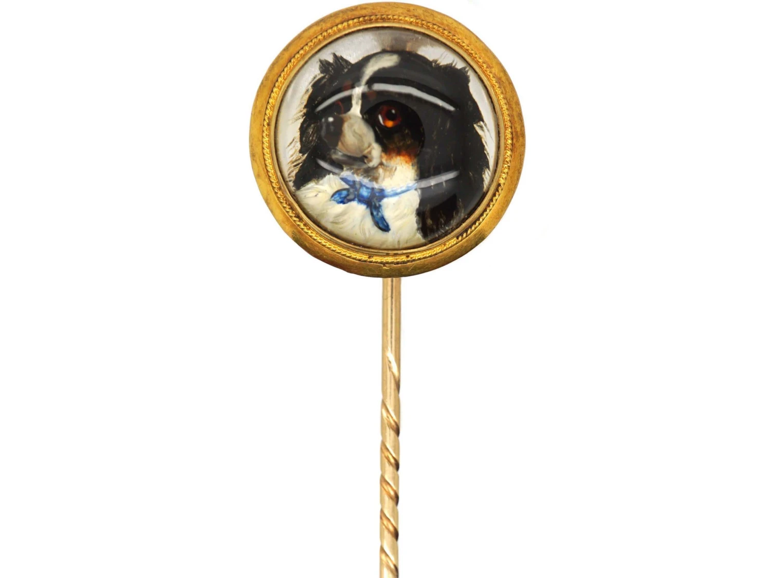 Victorian 18ct Gold Tie Pin With Reverse Intaglio Rock Crystal Of A King Charles Spaniel 3 Victorian 18ct Gold Tie Pin With Reverse Intaglio Rock Crystal Of A King Charles Spaniel