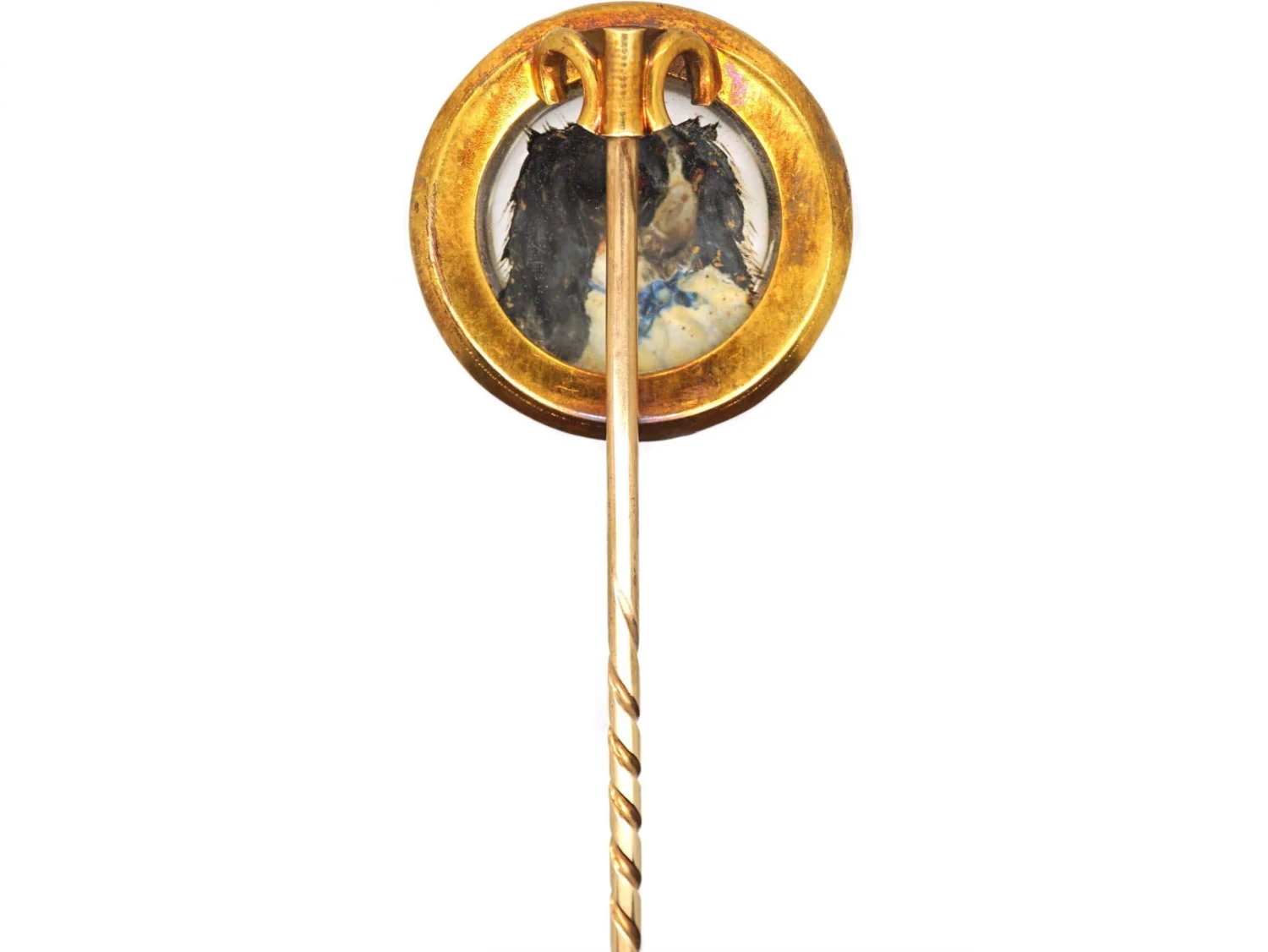 Victorian 18ct Gold Tie Pin With Reverse Intaglio Rock Crystal Of A King Charles Spaniel 5 Victorian 18ct Gold Tie Pin With Reverse Intaglio Rock Crystal Of A King Charles Spaniel - Image 3