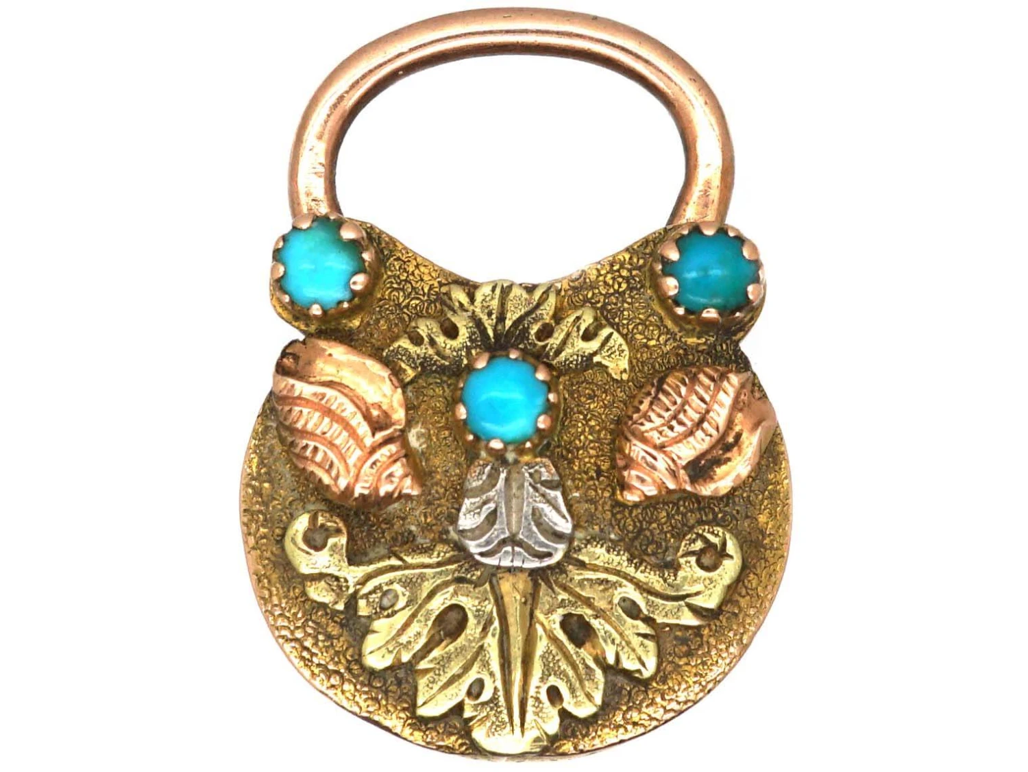 Georgian 15ct Three Colour Gold Padlock Set With Turquoise 3 Georgian 15ct Three Colour Gold Padlock Set With Turquoise