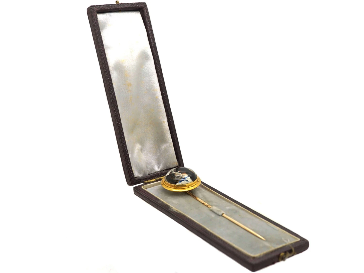 Victorian 18ct Gold Tie Pin With Reverse Intaglio Rock Crystal Of A King Charles Spaniel 4 Victorian 18ct Gold Tie Pin With Reverse Intaglio Rock Crystal Of A King Charles Spaniel - Image 2