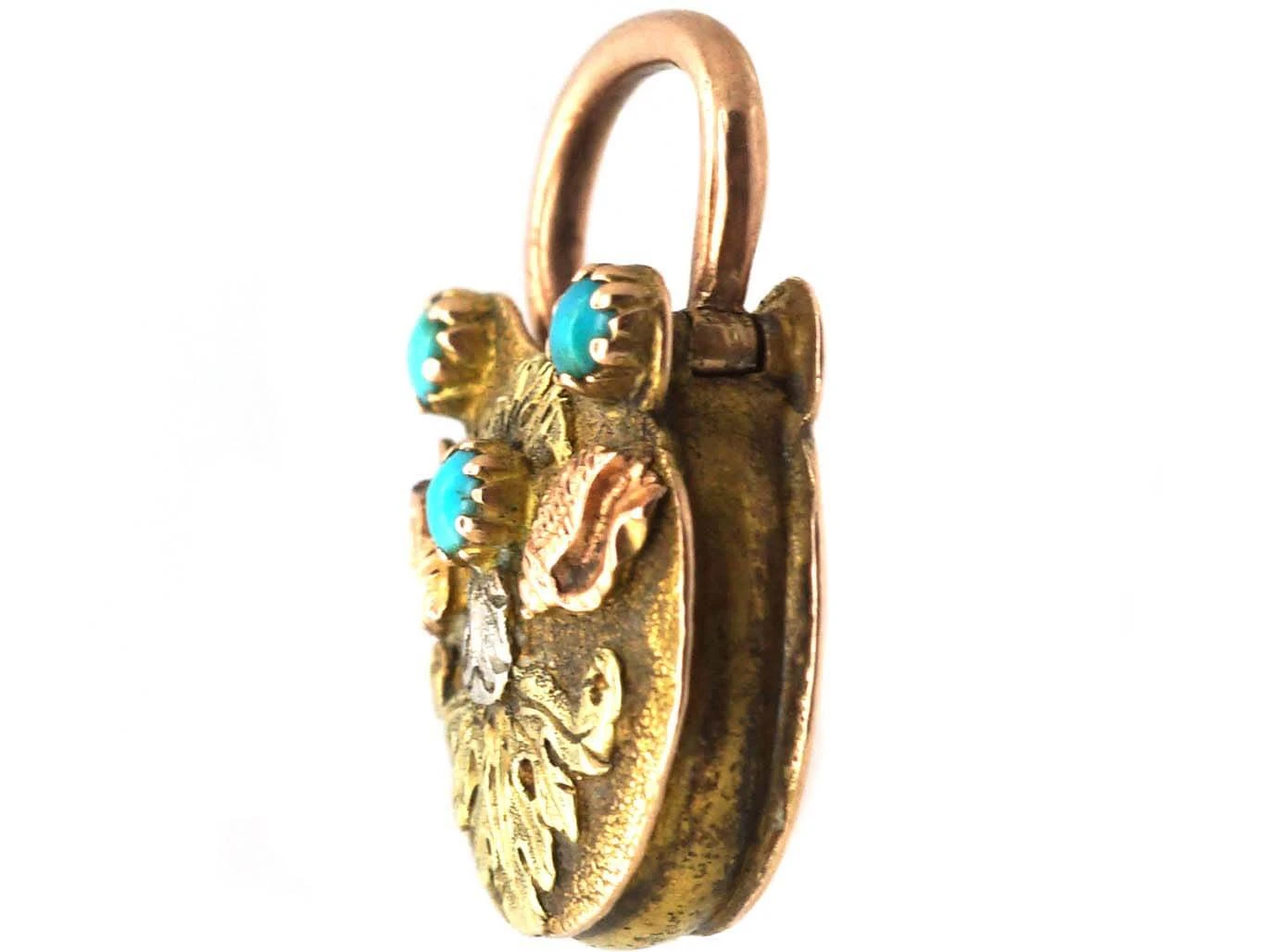 Georgian 15ct Three Colour Gold Padlock Set With Turquoise 4 Georgian 15ct Three Colour Gold Padlock Set With Turquoise - Image 2