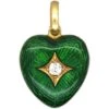 Victorian 18ct Gold Heart Shaped Green Enamel Pendant Set With A Diamond -Antique Jewellery Company DSC06116