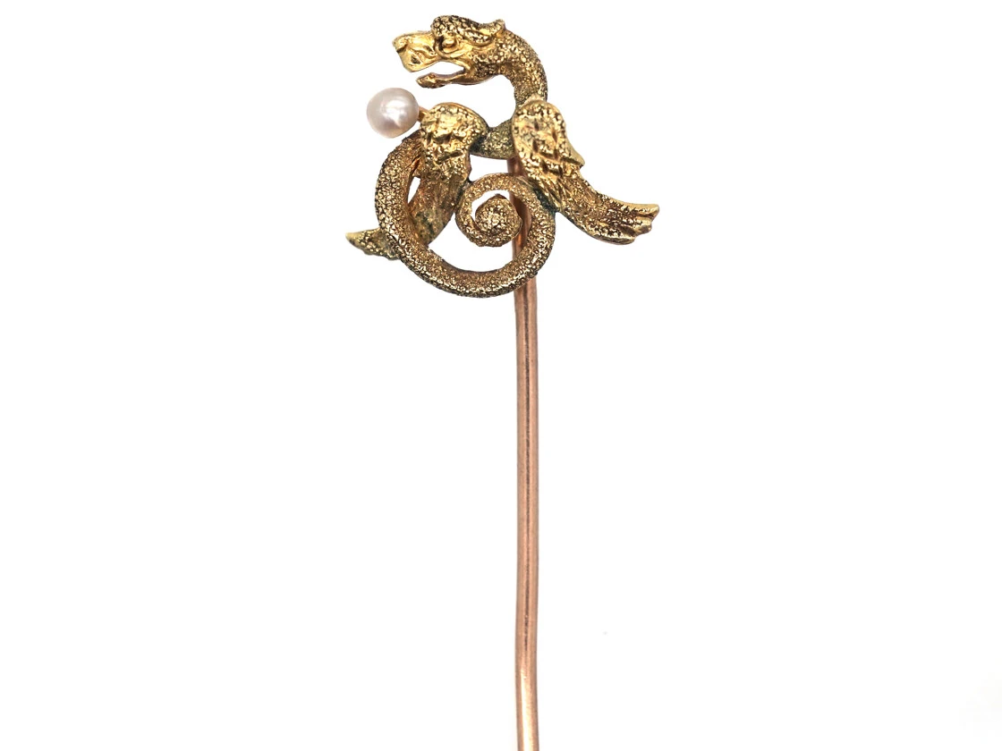 Edwardian 10ct Gold Tie Pin Of A Griffin 3 Edwardian 10ct Gold Tie Pin Of A Griffin