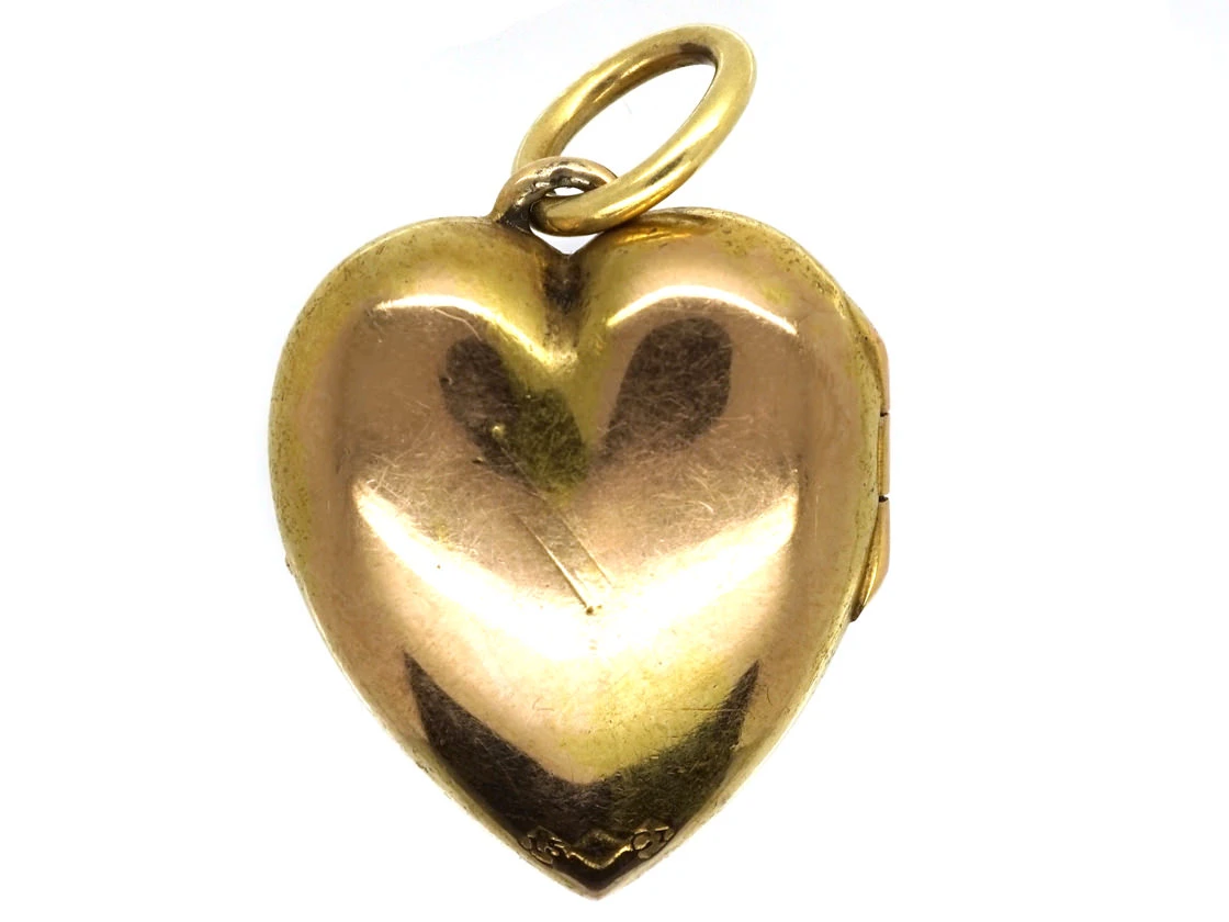 Victorian 15ct Gold Heart Shaped Locket Set With Sapphires & A Diamond 8 Victorian 15ct Gold Heart Shaped Locket Set With Sapphires & A Diamond - Image 6