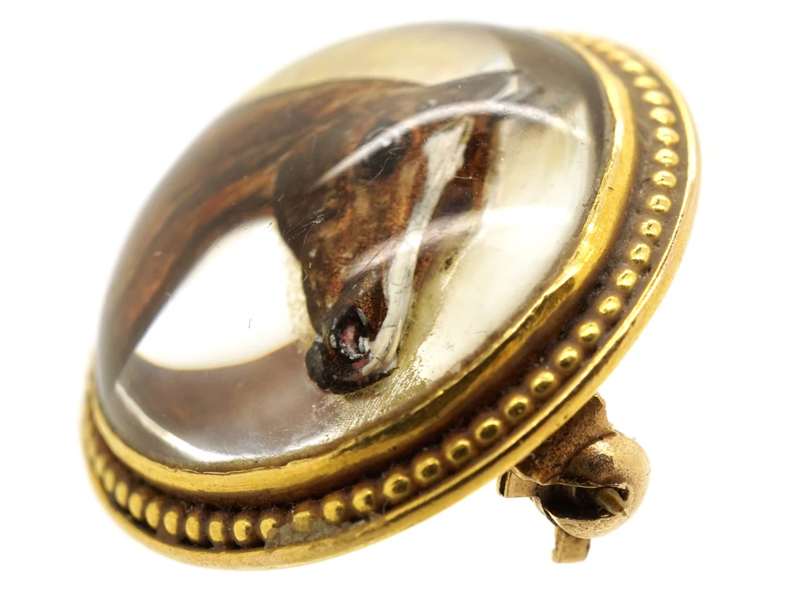 Victorian 18ct Gold & Reverse Intaglio Rock Crystal Brooch Of A Horse’s Head 5 Victorian 18ct Gold & Reverse Intaglio Rock Crystal Brooch Of A Horse’s Head - Image 3